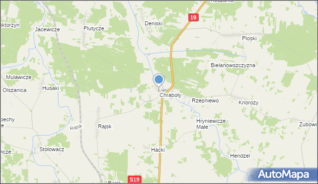 mapa Chraboły, Chraboły gmina Bielsk Podlaski na mapie Targeo